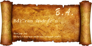Béres András névjegykártya